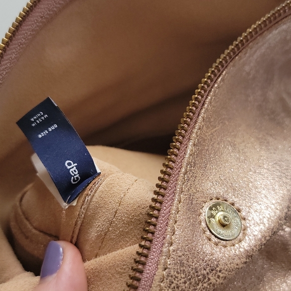 GAP Soft Leather Cream Rose Gold Metallic Clutch - Picture 11 of 11